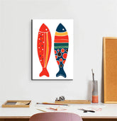 Painting by Numbers Art Two Colorful Fish Lie Next To Each Other Head To Head